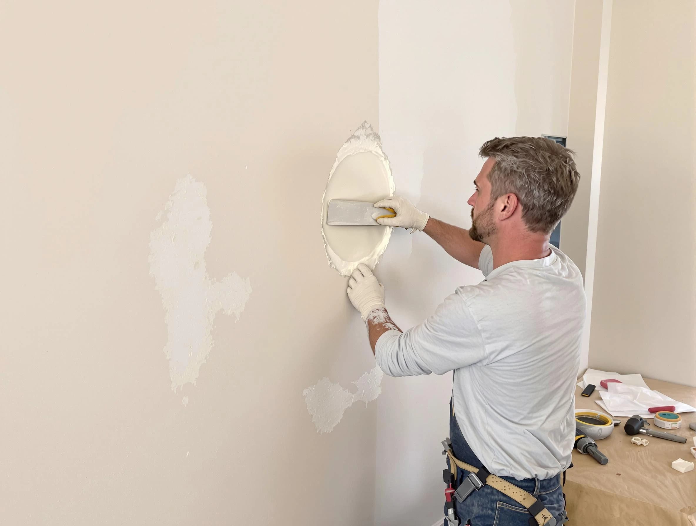 Sun City House Painters technician patching a drywall hole in Sun City, AZ