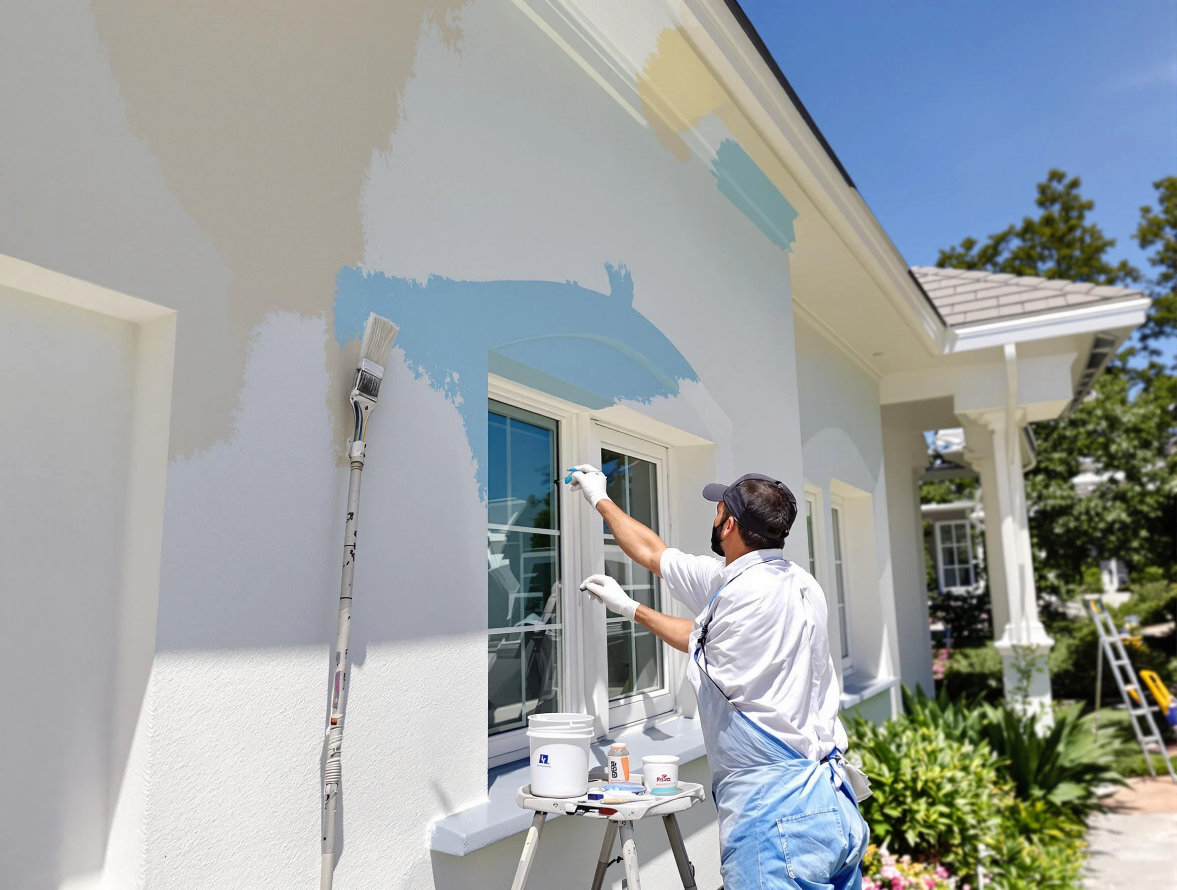 Sun City House Painters professional painting the exterior of a house in Sun City, AZ