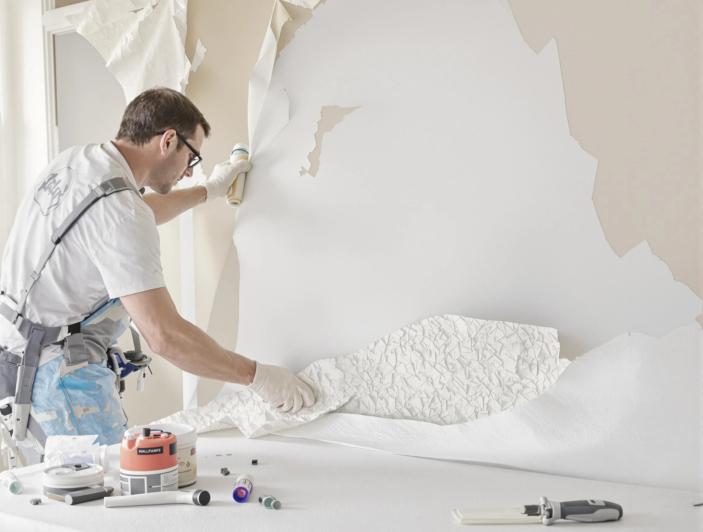 Detailed wallpaper removal and wall prep by Sun City House Painters in Sun City